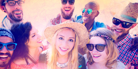 Friendship Bonding Relaxation Summer Beach Happiness Concept