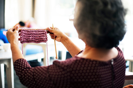 Hobby Crochet Senior Adult Hobby Handicraft Concept