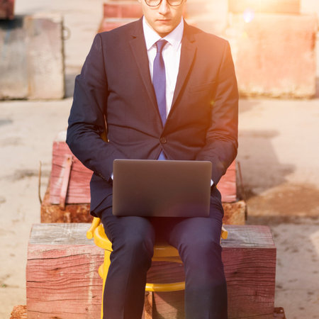 Businessman Connection Laptop Technology Concept