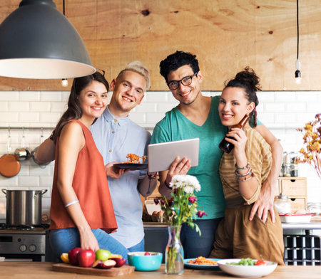 Friends Happiness Enjoying Dinning Eating Concept