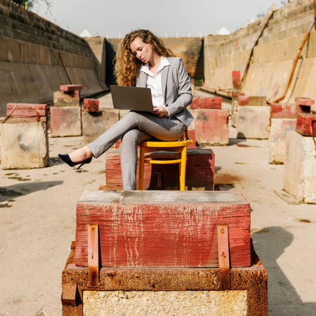 Businesswoman Connection Laptop Technology Concept