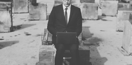 Businessman Connection Laptop Technology Concept