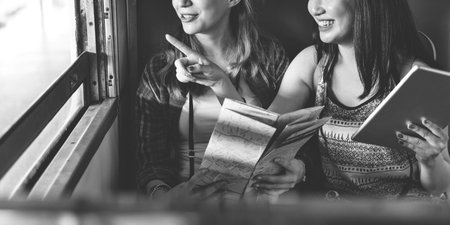 Girls Traveler Adventure Trip Vacation Concept