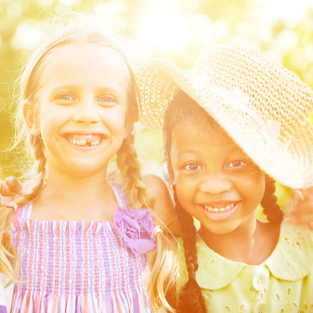 Children Outdoors Playing Cheerful Together Concept