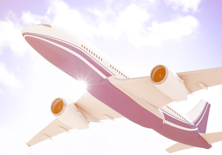 Airplane Transportation Flight Flying Vehicle Blue Sky Concept
