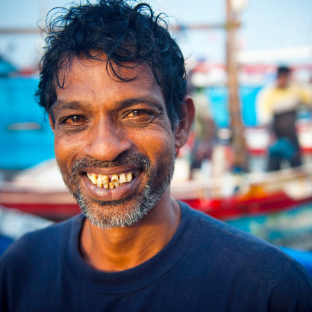 Sri Lankan Fisherman Smiling Portrait Concept