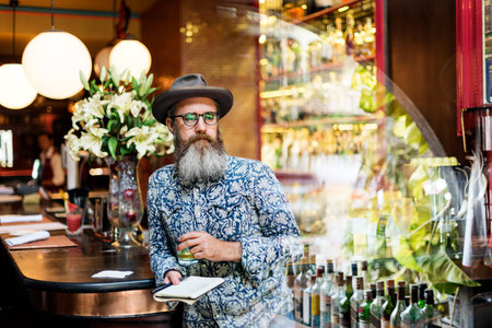 Hipster Man Drinking Relax Concept