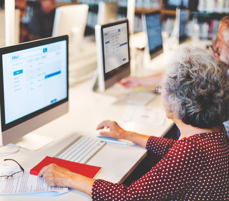 Senior Adult Internet Learning Technology Concept