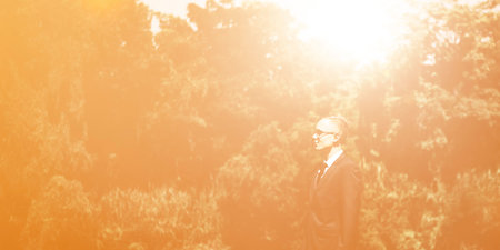 Business Man Forest Nature Stending Concept
