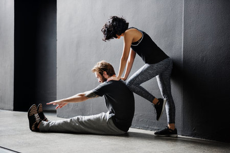 Partner Training Stretching Workout Concept