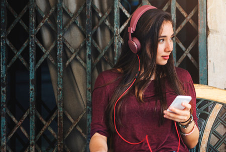 Woman Listening Music Media Entertainment Relaxation Concept