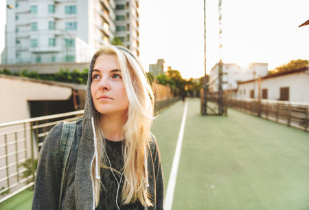 Young Woman Skater Walking Active Concept