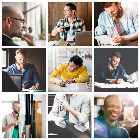 Man Hipster Working Writing Casual Vision Planning Strategy Concept