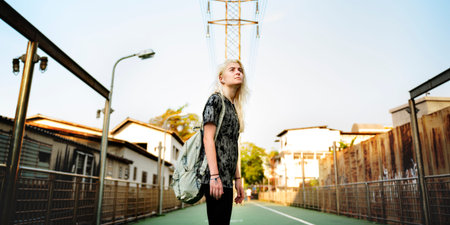 Young Woman Skater Walking Active Concept