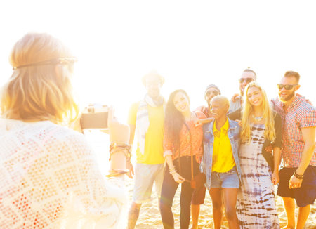 Friendship Bonding Relaxation Summer Beach Happiness Concept