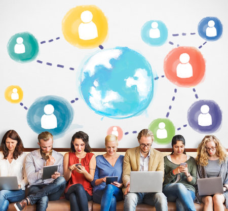 Global Communication Social Media Networking Concept