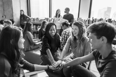 Educational Student Library Teamwork Concept