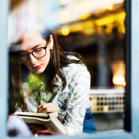 Cafe Casual Leisure Window Writer Lifestyle Idea Concept