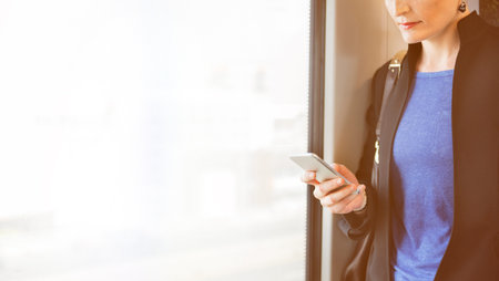 Woman Connection Internet Technology Working Concept
