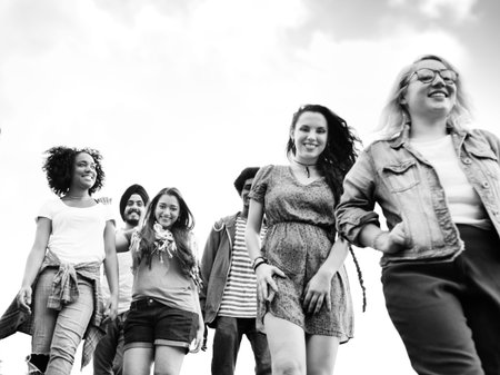 Friends Friendship Walking Park Togetherness Fun Concept