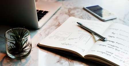 Planning Strategy Laptop Mobile Phone Book Concept