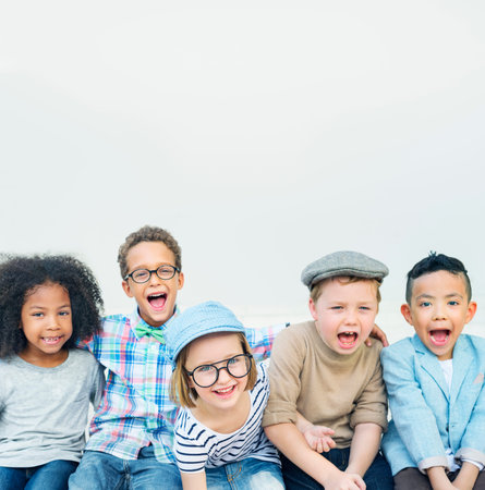 Kids Fun Children Playful Happiness Retro Togetherness Concept