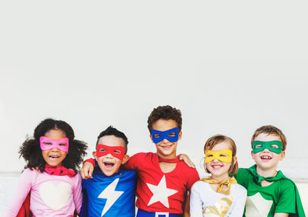 Superheroes Kids Friends Playing Togetherness Fun Concept