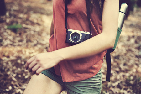 Camping Backpacker Photographer Camera Advanture Concept