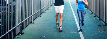 Couple Exercise Jogging Running Park Concept