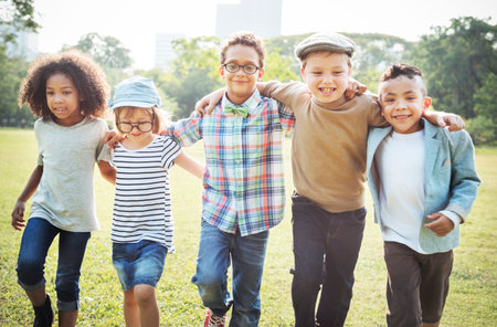 Kids Fun Playful Happiness Retro Togetherness Friendship Concept