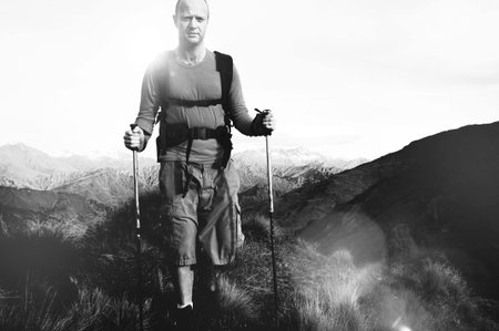 Extreme Hiking Across Rugged Mountains Concept