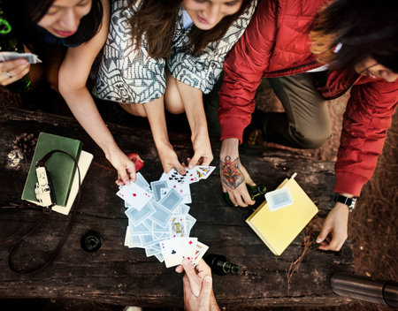 Friendship Hanging Gambling Cards Together Concept