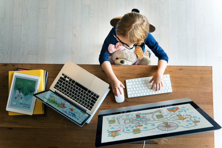 Girl Computer Technology Networknig Connection Online Concept