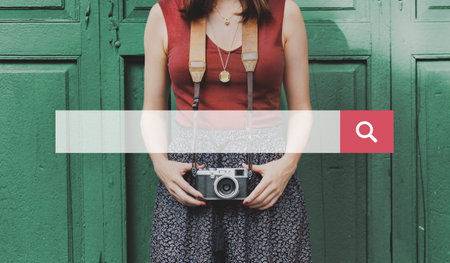 Photopgraphy Camera Female Outdoors Banner Graphic Concept