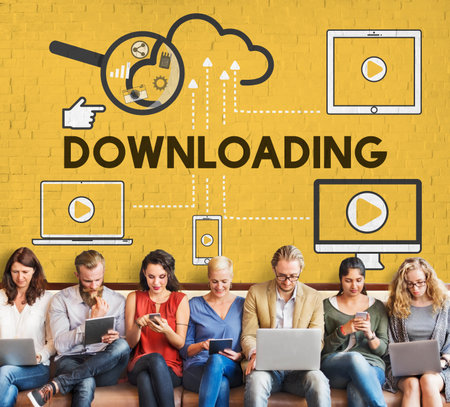 Downloading Computer Storage Cloud Technology Concept