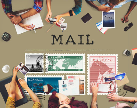 Postal Postage Mail Package Stamp Concept