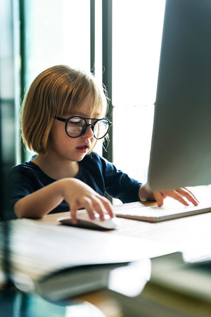 Kid Surfing Computer Internet Lifestyle Concept
