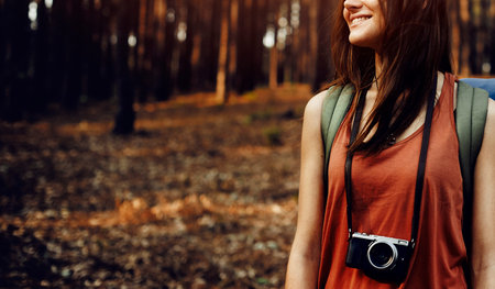 Camping Camera Walking Nature Photot Concept