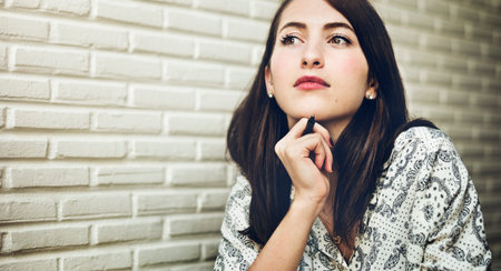Woman Thinking Dreaming Concentration Project Concept