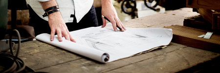 Blueprint Capenter Handicraft Woodwork Draft Concept