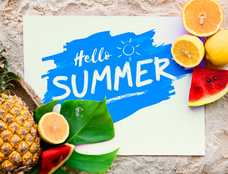 Summer Pineapple Oranges Watermelon Concept