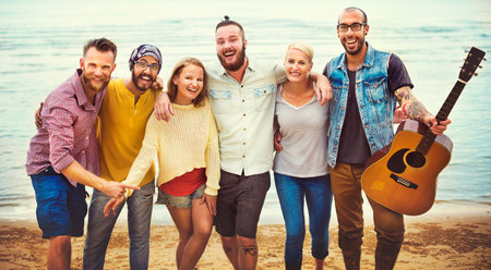 Teenagers Friends Beach Party Happiness Concept