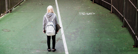 Young Woman Skater Walking Active Concept