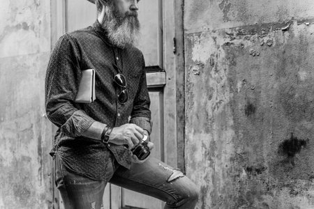Man Photographer Journal Exploring Tourism Concept