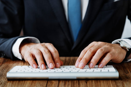 Hands Typing Keyboard Business Desk Concept
