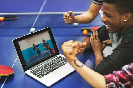 Activity Friends Playing Tabletennis Concept