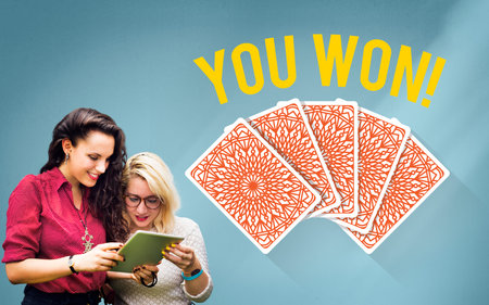 You Won Message Playing Cards Concept