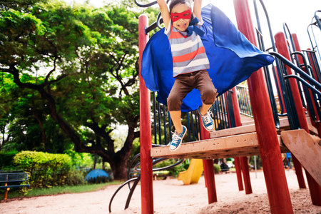 Superhero Little Boy Imagination Freedom Happiness Concept