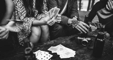 Friendship Hanging Drinks Cards Together Concept