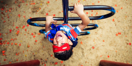 Superhero Little Boy Imagination Freedom Happiness Concept